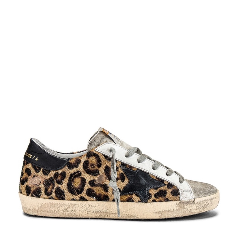 Golden Goose Leopard Print Sneakers - Black, Brown, Silver